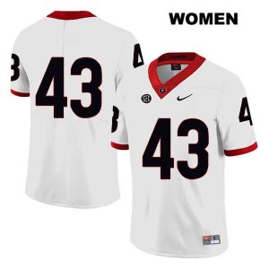 Women's Georgia Bulldogs NCAA #43 Tyler Beaver Nike Stitched White Legend Authentic No Name College Football Jersey JTT0854QI